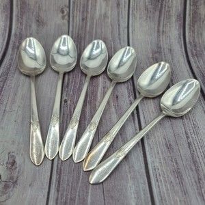 Wm Rogers MFG Co IS 1920-30s Silverplate Set of 6 Spoons C